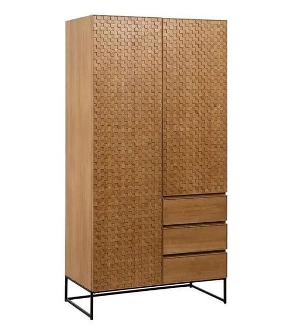 ARMARIO ROPERO 99 X 55 X 200 PANAL MADERA DM FRESNO NATURAL METAL NEGRO