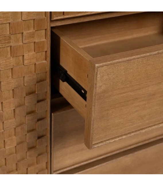 ARMARIO ROPERO 99 X 55 X 200 PANAL MADERA DM FRESNO NATURAL METAL NEGRO