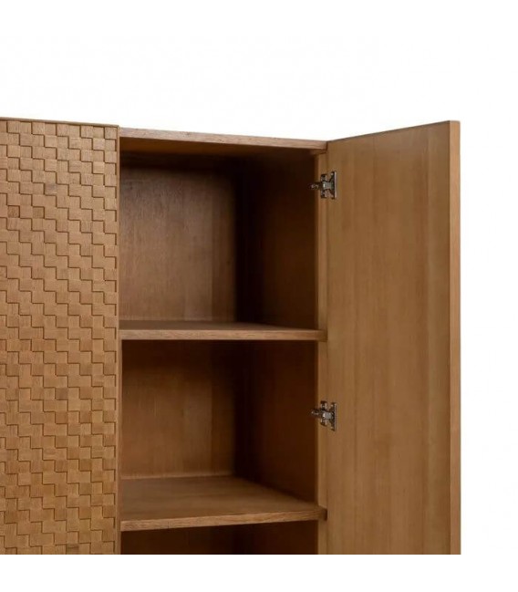 ARMARIO ROPERO 99 X 55 X 200 PANAL MADERA DM FRESNO NATURAL METAL NEGRO