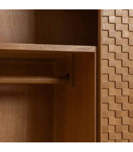 ARMARIO ROPERO 99 X 55 X 200 PANAL MADERA DM FRESNO NATURAL METAL NEGRO