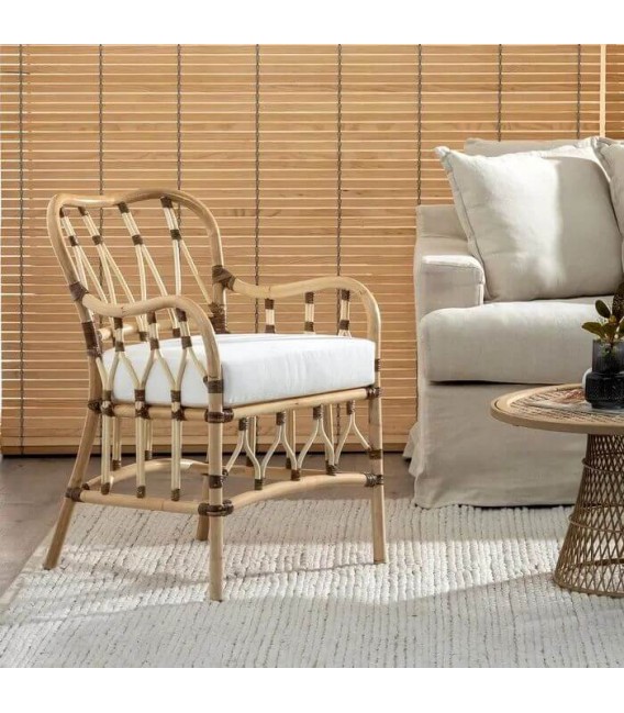 SILLON 58 X 62 X 85 WILLY RATAN NATURAL Y MARRON TEXTIL BLANCO