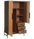 ARMARIO ROPERO 104 X 53 X 203 LUNA MADERA DM FRESNO NATURAL METAL NEGRO
