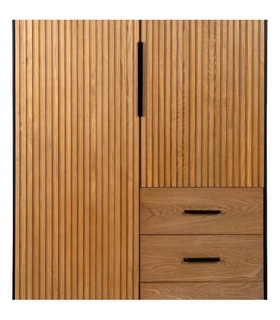 ARMARIO ROPERO 104 X 53 X 203 LUNA MADERA DM FRESNO NATURAL METAL NEGRO