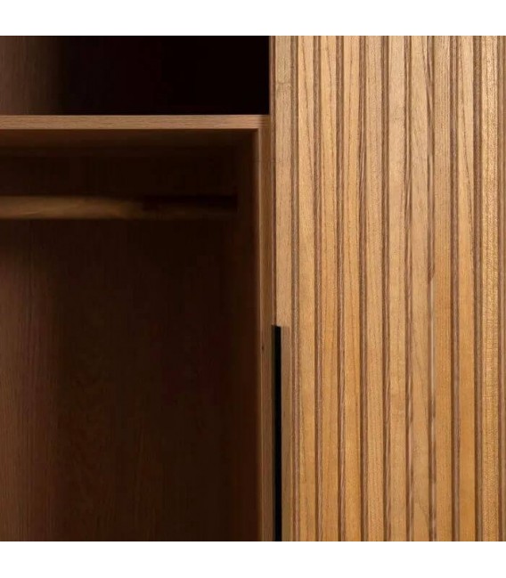 ARMARIO ROPERO 104 X 53 X 203 LUNA MADERA DM FRESNO NATURAL METAL NEGRO