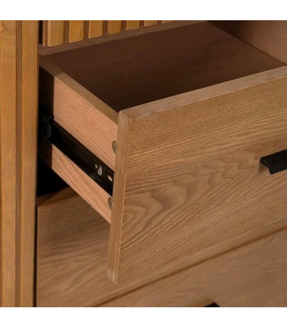 ARMARIO ROPERO 104 X 53 X 203 LUNA MADERA DM FRESNO NATURAL METAL NEGRO