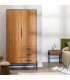 ARMARIO ROPERO 104 X 53 X 203 LUNA MADERA DM FRESNO NATURAL METAL NEGRO