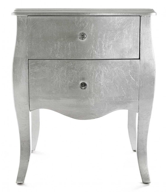 MESITA DE NOCHE 59 X 39 X 60 CAGLIARI MADERA CON PAN DE PLATA