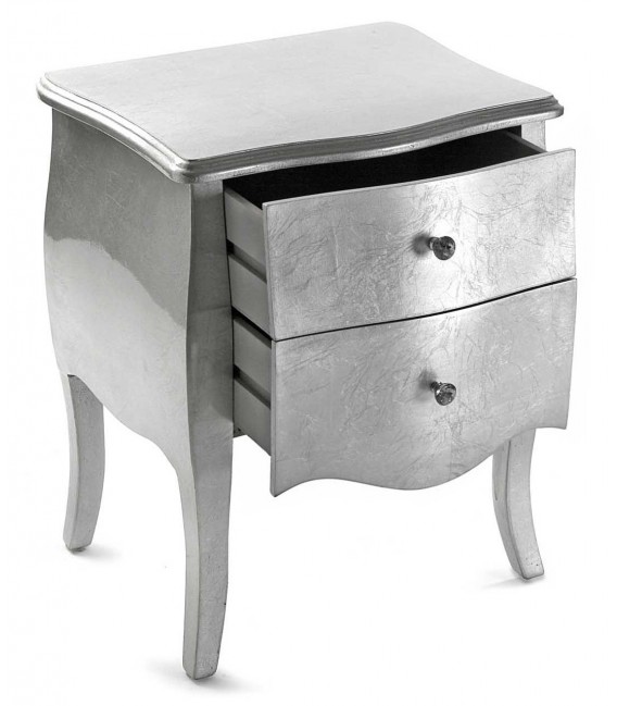 MESITA DE NOCHE 59 X 39 X 60 CAGLIARI MADERA CON PAN DE PLATA