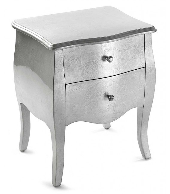 MESITA DE NOCHE 59 X 39 X 60 CAGLIARI MADERA CON PAN DE PLATA
