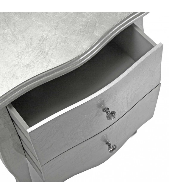 MESITA DE NOCHE 59 X 39 X 60 CAGLIARI MADERA CON PAN DE PLATA