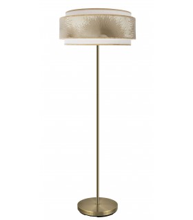 LAMPARA DE PIE 4S Ø X 160 SOLEO METAL ORO TEXTIL BLANCO Y ORO