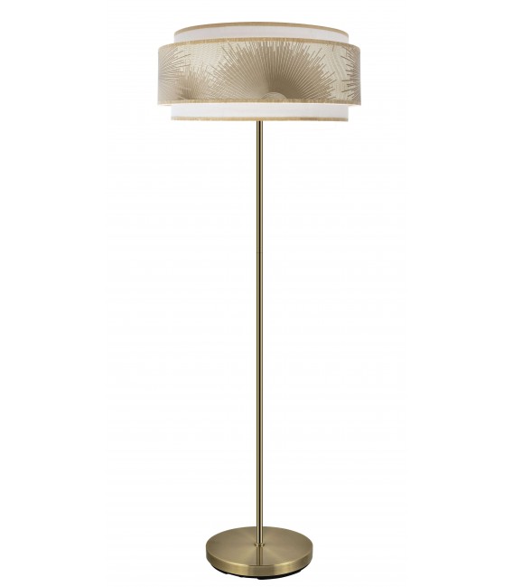 LAMPARA DE PIE 4S Ø X 160 SOLEO METAL ORO TEXTIL BLANCO Y ORO