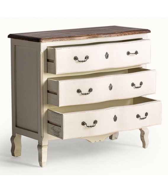 COMODA 100 X 45 X 90 PIVKA MADERA BLANCO ROZADO Y NOGAL