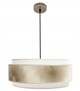 LAMPARA DE TECHO 50 Ø X 103 SOLEO METAL ORO TEXTIL BLANCO Y ORO