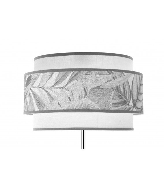 LAMPARA DE PIE 40 Ø X 160 MERLUN METAL CROMADO TEXTIL BLANCO Y PLATA