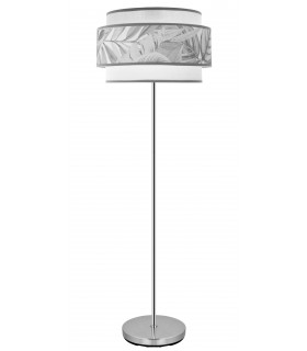 LAMPARA DE PIE 40 Ø X 160 MERLUN METAL CROMADO TEXTIL BLANCO Y PLATA