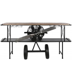 BARRA DE BAR 191 X 58 X 96 AVION MADERA NATURAL METAL NEGRO