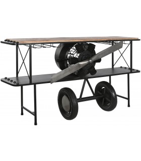 BARRA DE BAR 191 X 58 X 96 AVION MADERA NATURAL METAL NEGRO