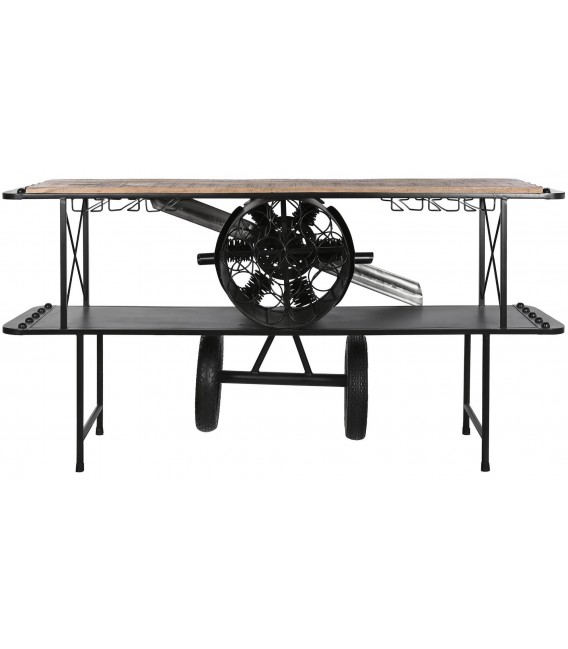 BARRA DE BAR 191 X 58 X 96 AVION MADERA NATURAL METAL NEGRO