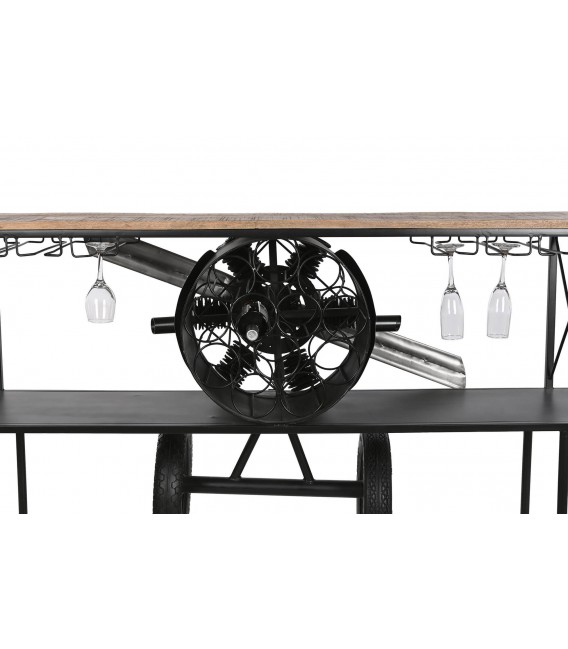 BARRA DE BAR 191 X 58 X 96 AVION MADERA NATURAL METAL NEGRO