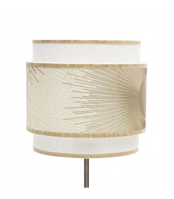 LAMPARA DE SOBREMESA 18 Ø X 45 SOLEO METAL ORO TEXTIL BLANCO Y ORO