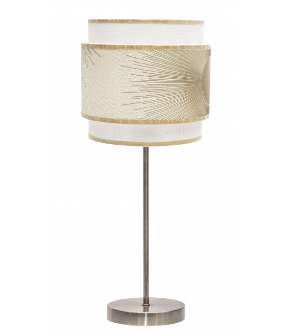 LAMPARA DE SOBREMESA 18 Ø X 45 SOLEO METAL ORO TEXTIL BLANCO Y ORO