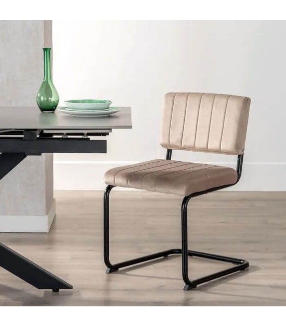 SILLA 48 X 56 X 82 CONTRACT TELA BEIGE METAL NEGRO