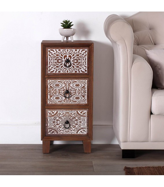 MESITA DE NOCHE PEQUEÑA 30 X 30 X 65 KAPUA MADERA COLOR NOGAL