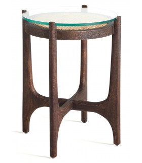 MESITA AUXILIAR 46 X 46 X 56 NOSSEN MADERA RATAN Y CRISTAL