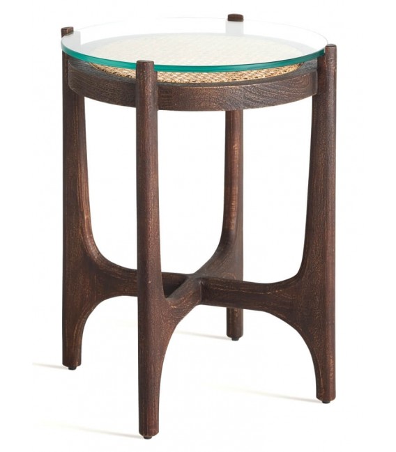MESITA AUXILIAR 46 X 46 X 56 NOSSEN MADERA RATAN Y CRISTAL