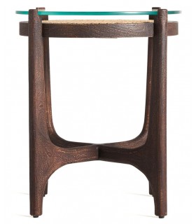 MESITA AUXILIAR 46 X 46 X 56 NOSSEN MADERA RATAN Y CRISTAL