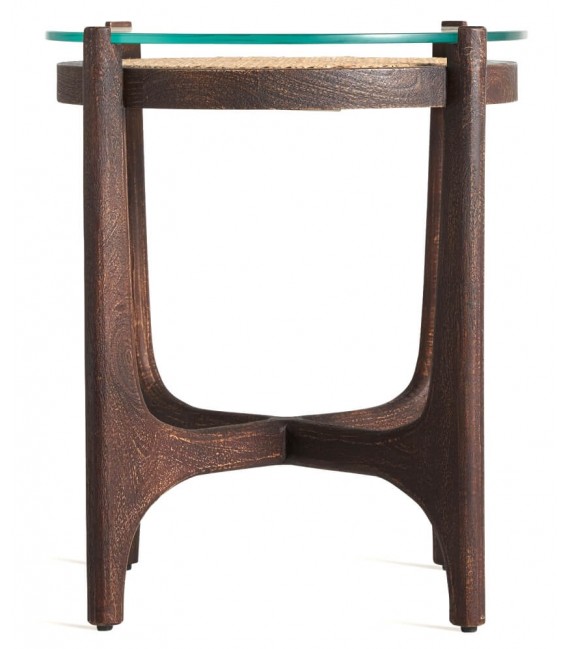 MESITA AUXILIAR 46 X 46 X 56 NOSSEN MADERA RATAN Y CRISTAL