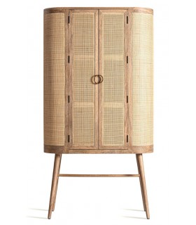 ARMARIO 105 X 45 X 180 BECKLEY MADERA Y MIMBRE NATURAL