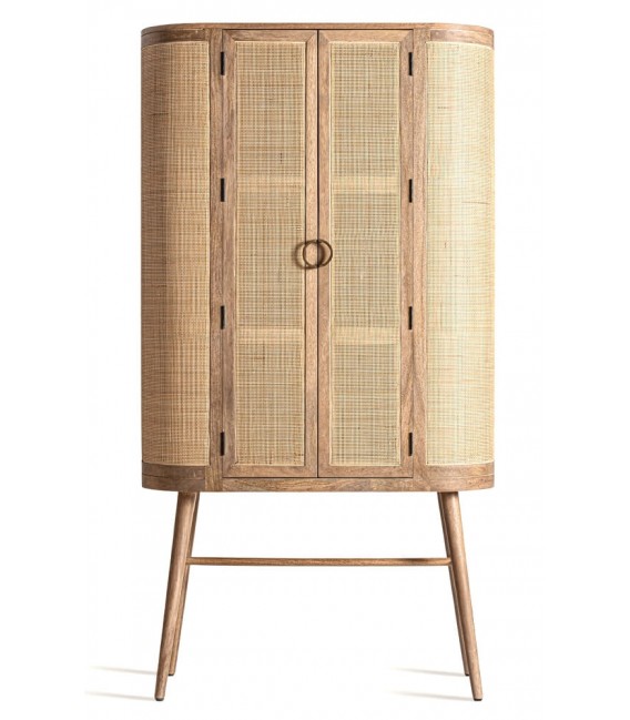 ARMARIO 105 X 45 X 180 BECKLEY MADERA Y MIMBRE NATURAL