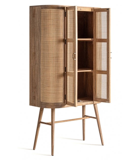 ARMARIO 105 X 45 X 180 BECKLEY MADERA Y MIMBRE NATURAL