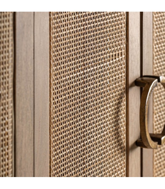 ARMARIO 105 X 45 X 180 BECKLEY MADERA Y MIMBRE NATURAL