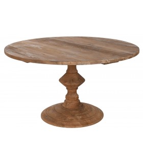 MESA DE COMEDOR 140 Ø X 75 LUCAR MADERA TECA RECICLADA NATURAL