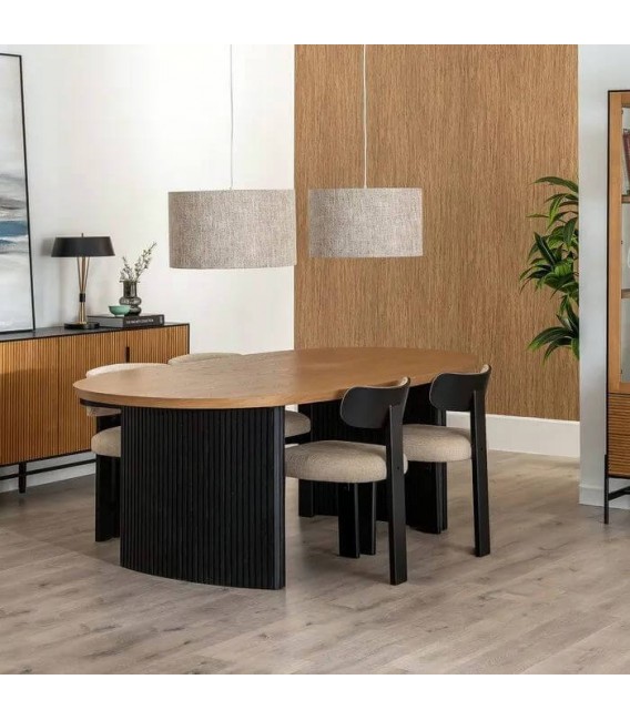 MESA DE COMEDOR 220 X 113 X 75 PALCA MADERA DM FRESNO NATURAL Y NEGRO