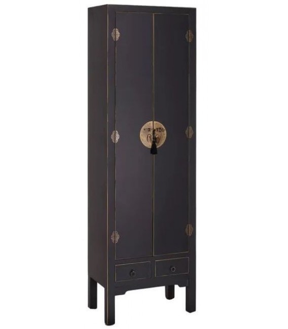 ARMARIO 55 X 35 X 185 ORIENT MADERA NEGRA PERFILADA EN ORO