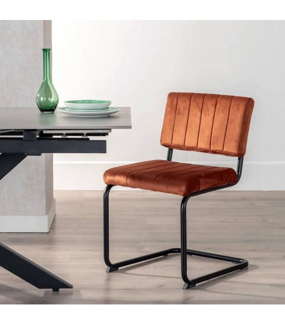 SILLA 48 X 56 X 82 CONTRACT TELA TERRACOTA METAL NEGRO