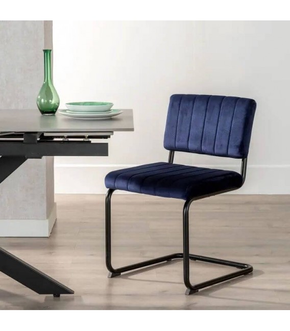 SILLA 48 X 56 X 82 CONTRACT TELA AZUL METAL NEGRO