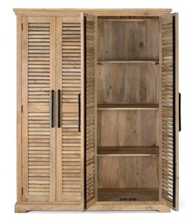 ARMARIO ROPERO 150 X 50 X 190 BASANA MADERA MANGO NATURAL