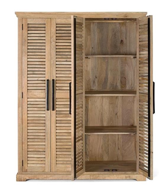 ARMARIO ROPERO 150 X 50 X 190 BASANA MADERA MANGO NATURAL