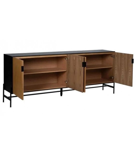 APARADOR 204 X 40 X 82 PALCA MADERA DM FRESNO NATURAL METAL NEGRO