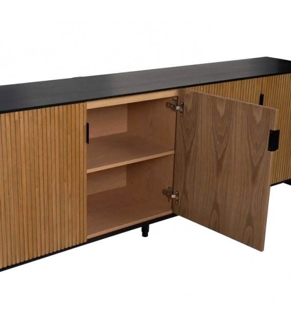 APARADOR 204 X 40 X 82 PALCA MADERA DM FRESNO NATURAL METAL NEGRO