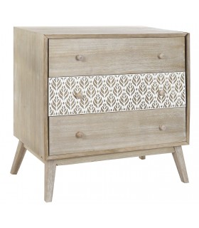 COMODA 80 X 42 X 80 TROYA MADERA PAULONIA NATURAL Y BLANCO