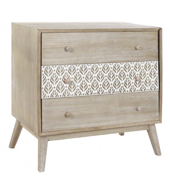 COMODA 80 X 42 X 80 TROYA MADERA PAULONIA NATURAL Y BLANCO