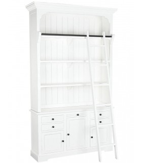 ESTANTERIA 137 X 38 X 234 LUSANA MADERA BLANCA METAL NEGRO