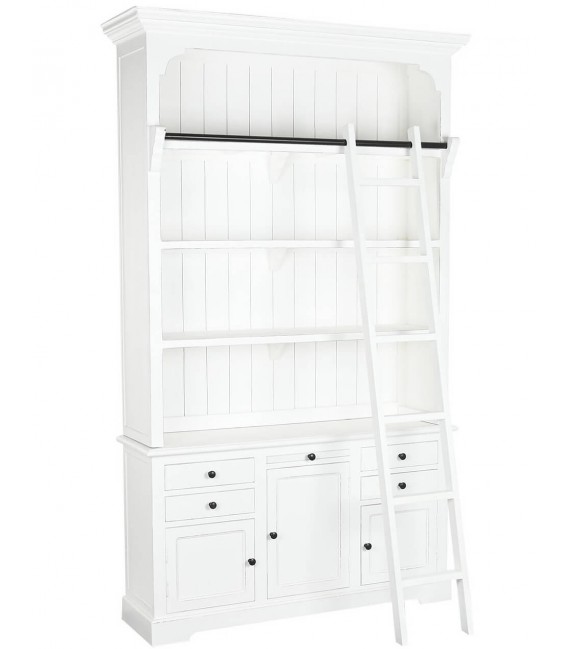 ESTANTERIA 137 X 38 X 234 LUSANA MADERA BLANCA METAL NEGRO