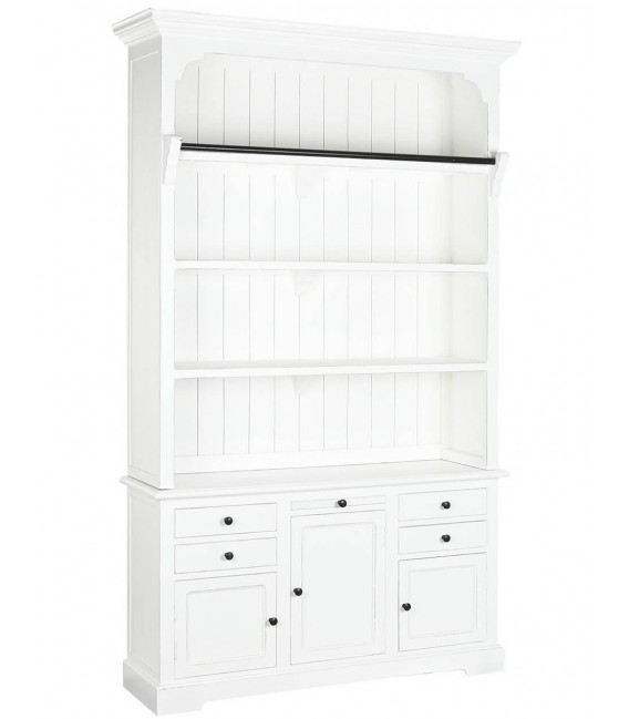 ESTANTERIA 137 X 38 X 234 LUSANA MADERA BLANCA METAL NEGRO